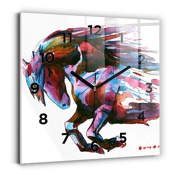 Szögletes fali üvegóra 30x30 Ló futásban