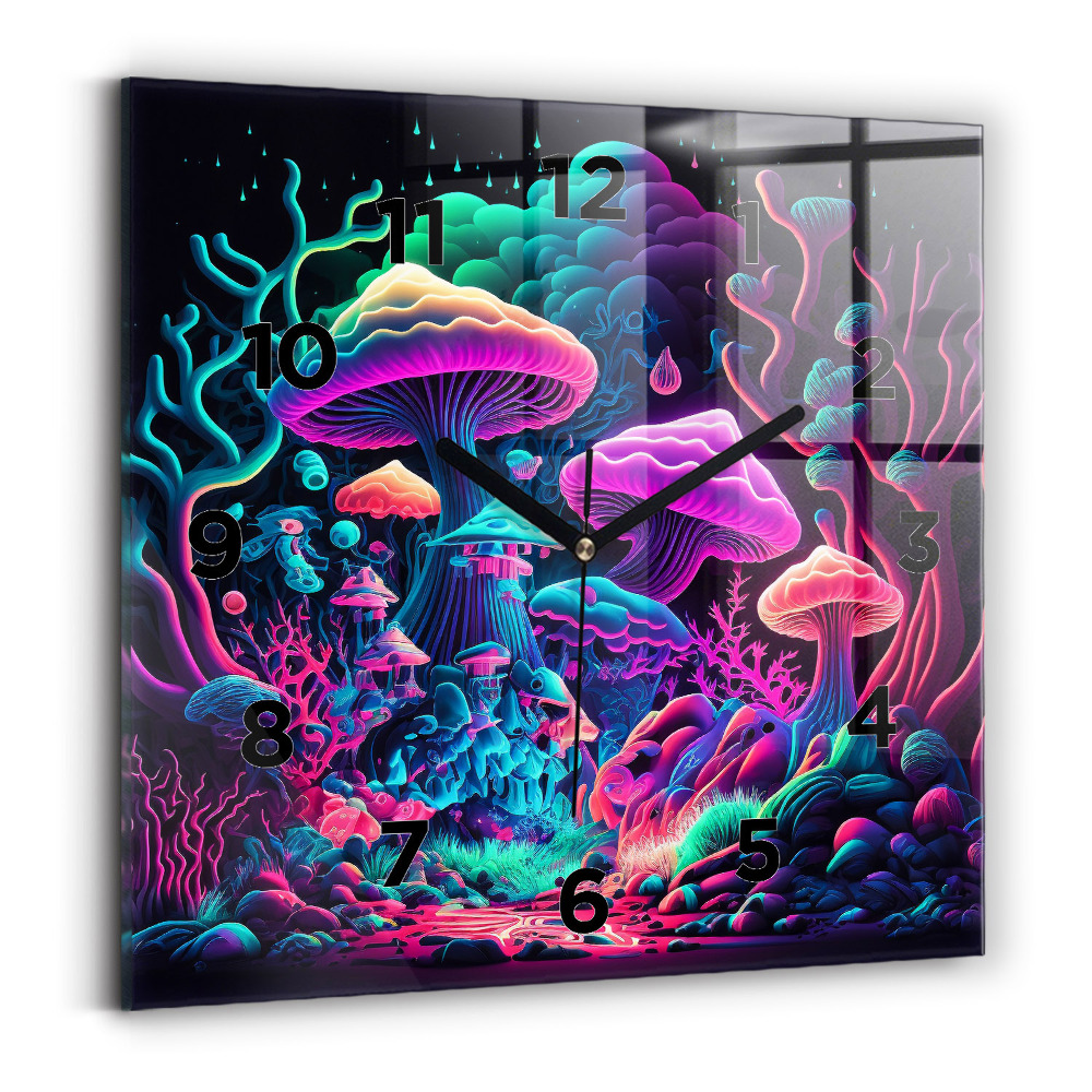 Négyzet alakú üvegóra 30x30 Neon gomba
