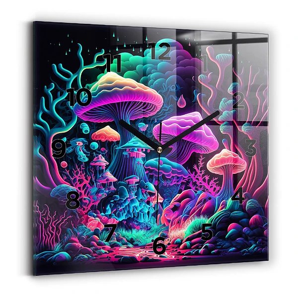 Négyzet alakú üvegóra 30x30 Neon gomba