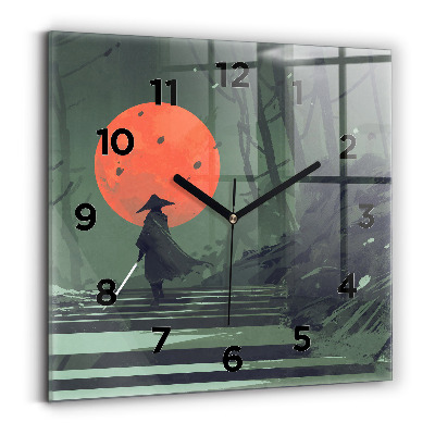 Szögletes üvegóra 30x30 Szamuráj az erdőben