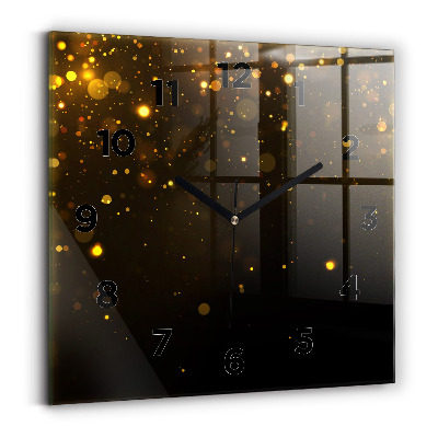 Négyzet alakú üvegóra 30x30 Arany virágpor