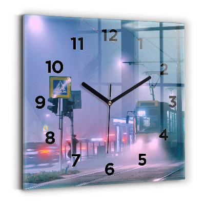 Szögletes fali üvegóra 30x30 Varsó a ködben