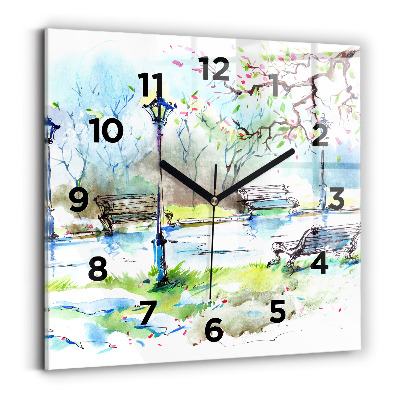 Négyzetes üvegóra 30x30 Festői tavasz