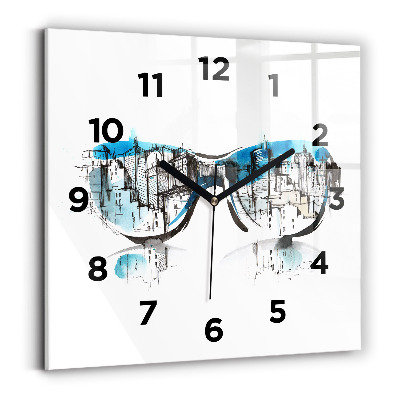 Szögletes fali üvegóra 30x30 Város szemüvegben