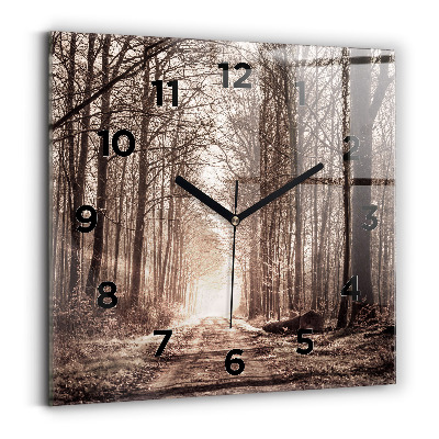 Négyzetes üvegóra 30x30 Erdei ösvény szépia