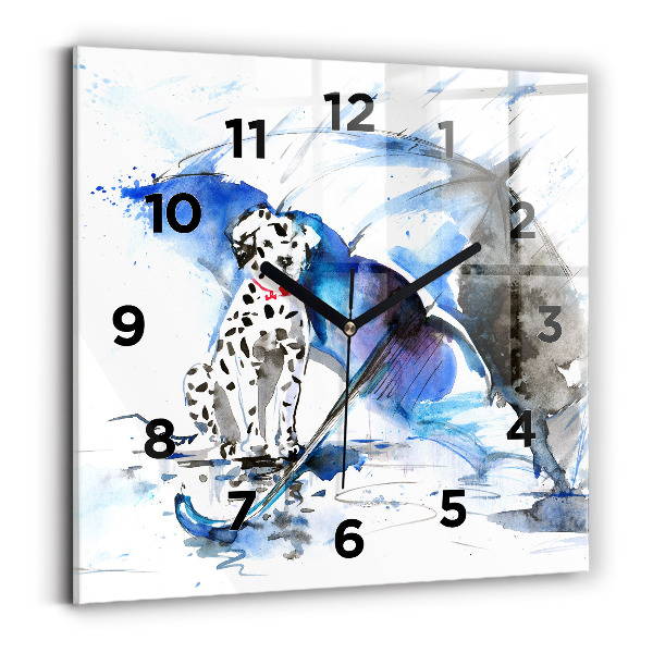 Szögletes üvegóra 30x30 Dalmata és esernyő