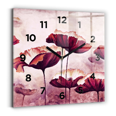 Szögletes fali üvegóra 30x30 Virágzó mák virágok