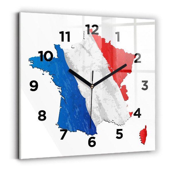 Szögletes üvegóra 30x30 francia zászló