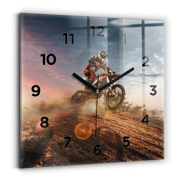 Négyzetes üvegóra 30x30 Ember egy motorkerékpáron