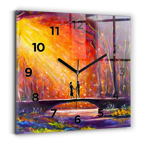 Szögletes fali üvegóra 30x30 Pár az erdőben