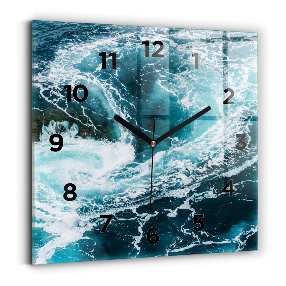 Szögletes üvegóra 30x30 Kavargó habos hullámok