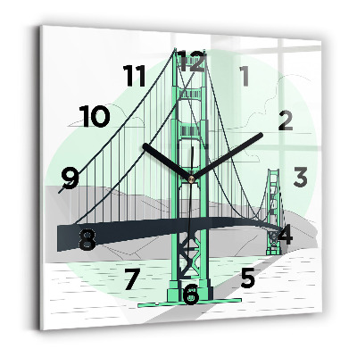 Szögletes üvegóra 30x30 Zöld híd