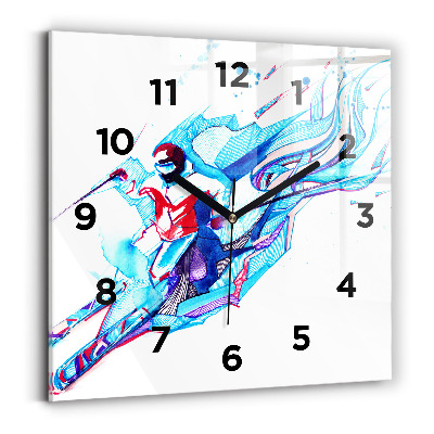 Négyzet alakú üvegóra 30x30 Síelő