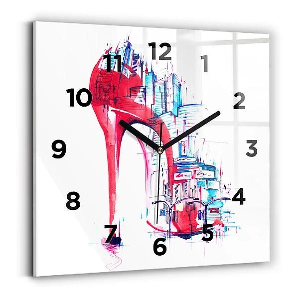 Szögletes üvegóra 30x30 Piros sarkú