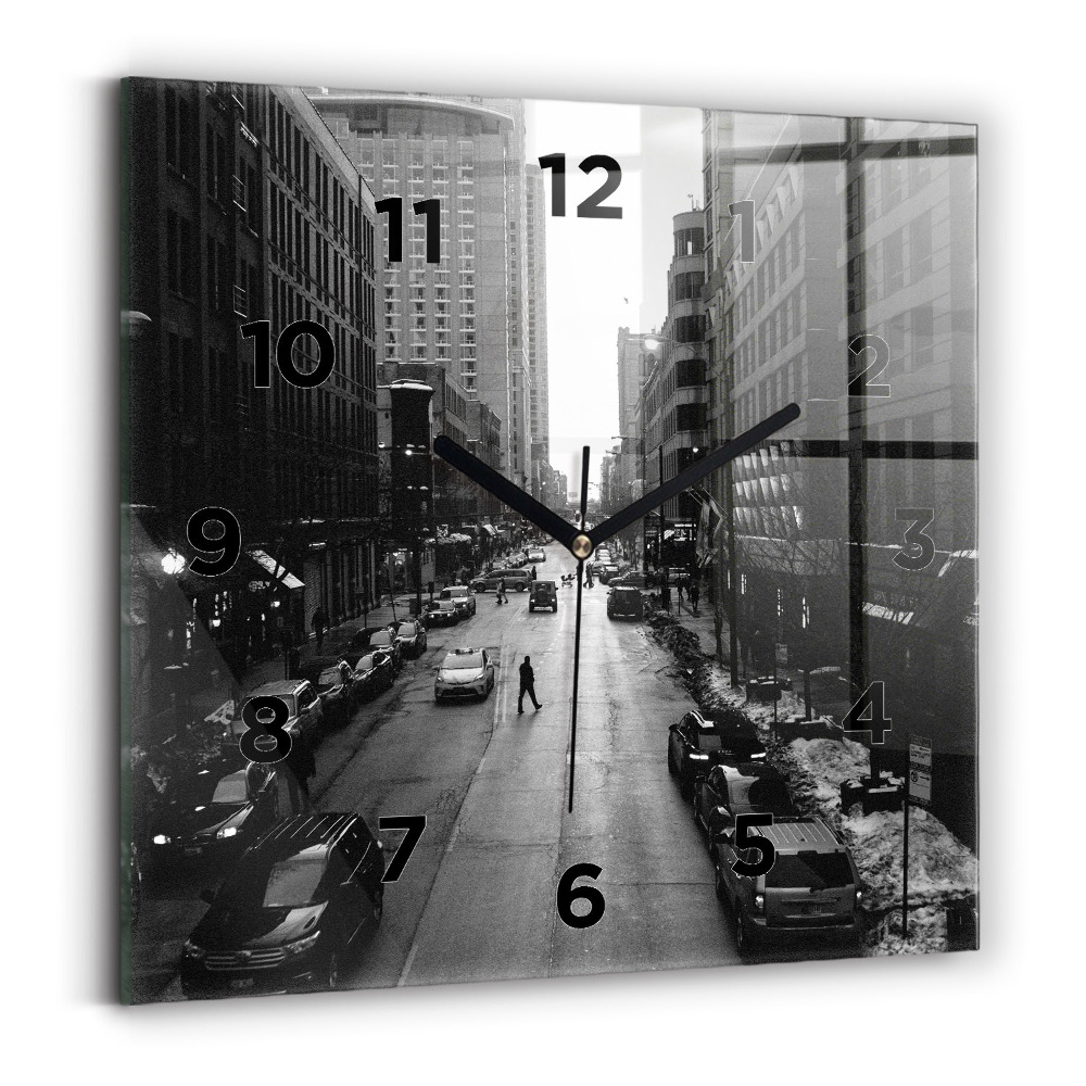 Négyzetes üvegóra 30x30 Chicago város utcáin