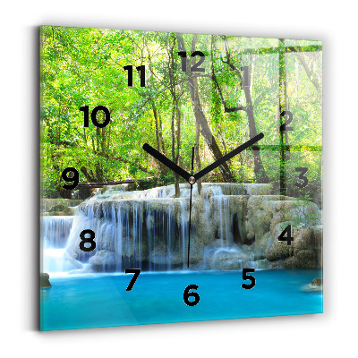 Szögletes fali üvegóra 30x30 Vízesés az erdőben
