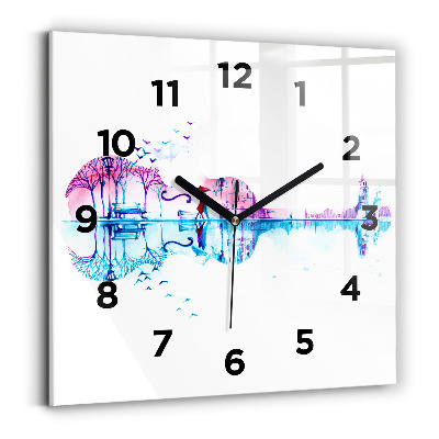 Szögletes fali üvegóra 30x30 Cselló Park-tó