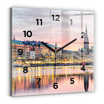 Szögletes üvegóra 30x30 Alster Hamburgban