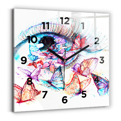 Négyzetes üvegóra 30x30 Színes pillangó szem