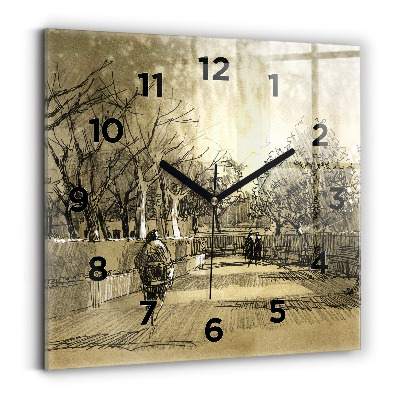 Szögletes fali üvegóra 30x30 Park és a szépia fák