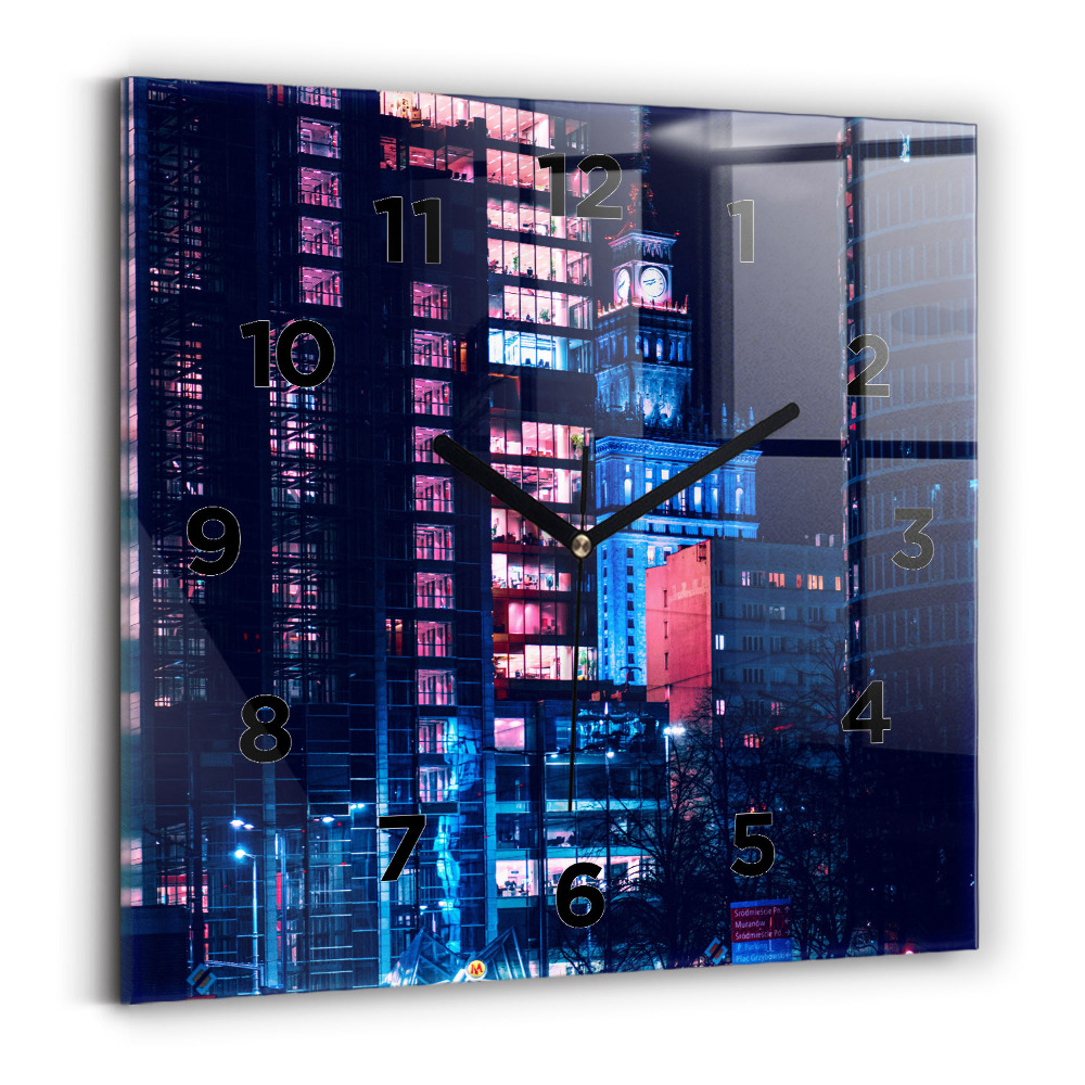 Szögletes fali üvegóra 30x30 Varsó éjszaka