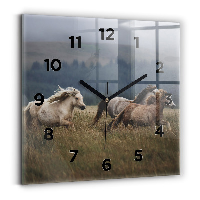 Szögletes fali üvegóra 30x30 Lovak vágtatnak