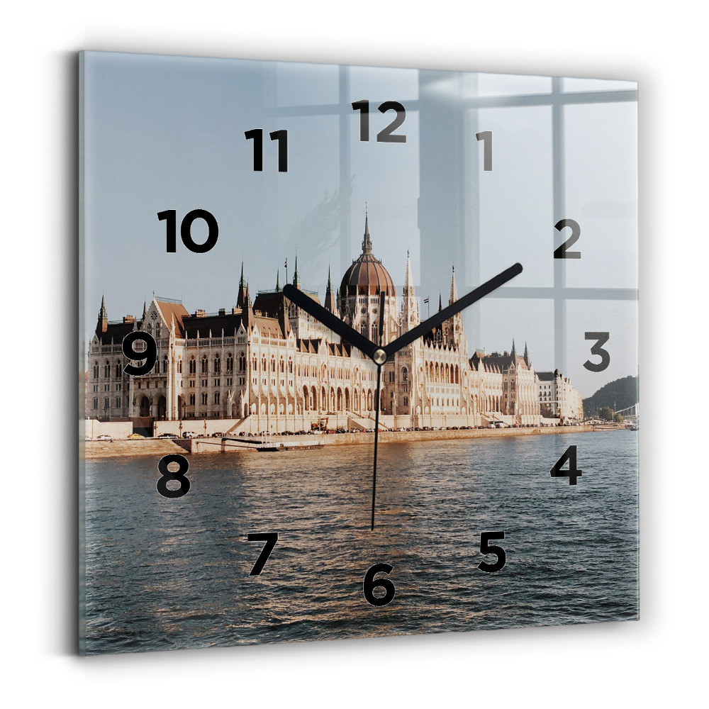 Szögletes üvegóra 30x30 Országgyűlés Budapesten
