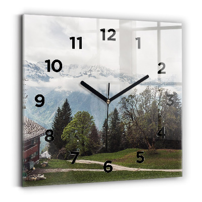 Szögletes üvegóra 30x30 Hegyi kilátás