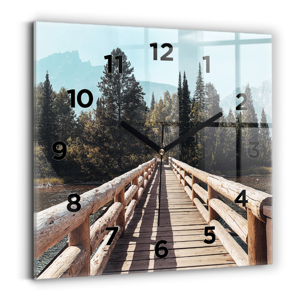 Szögletes üvegóra 30x30 Hegyek Yellowstone-ban