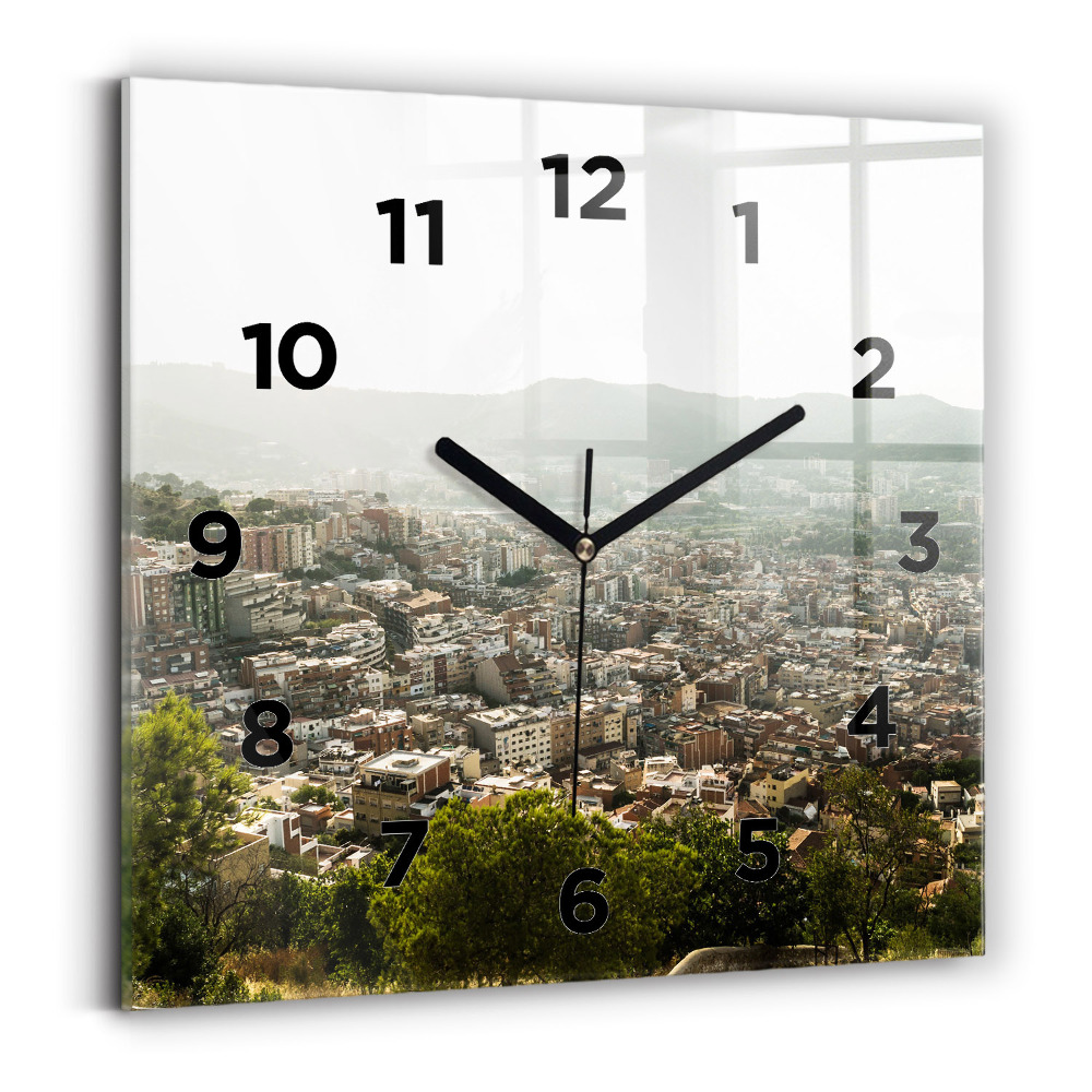 Négyzet alakú üvegóra 30x30 Barcelona kilátás a Montjuic-ra