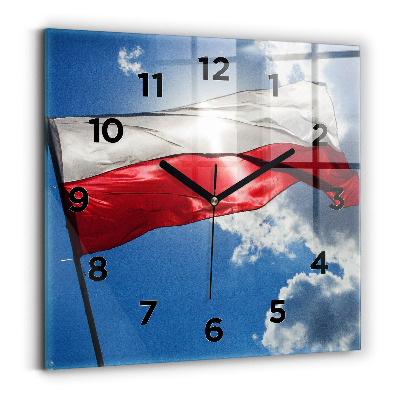 Négyzet alakú üvegóra 30x30 Lengyel zászló az égen