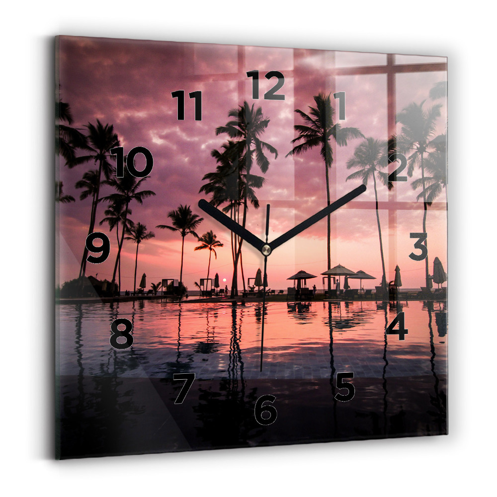 Négyzet alakú üvegóra 30x30 Pálmafák Hawaii-on