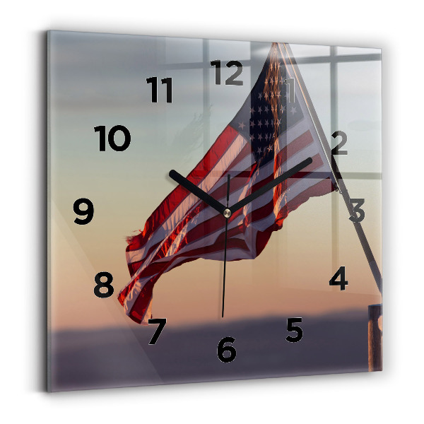 Szögletes fali üvegóra 30x30 USA zászló lobogó