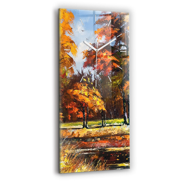 Négyszögletes fali üvegóra 30x60 Őszi táj egy folyóval
