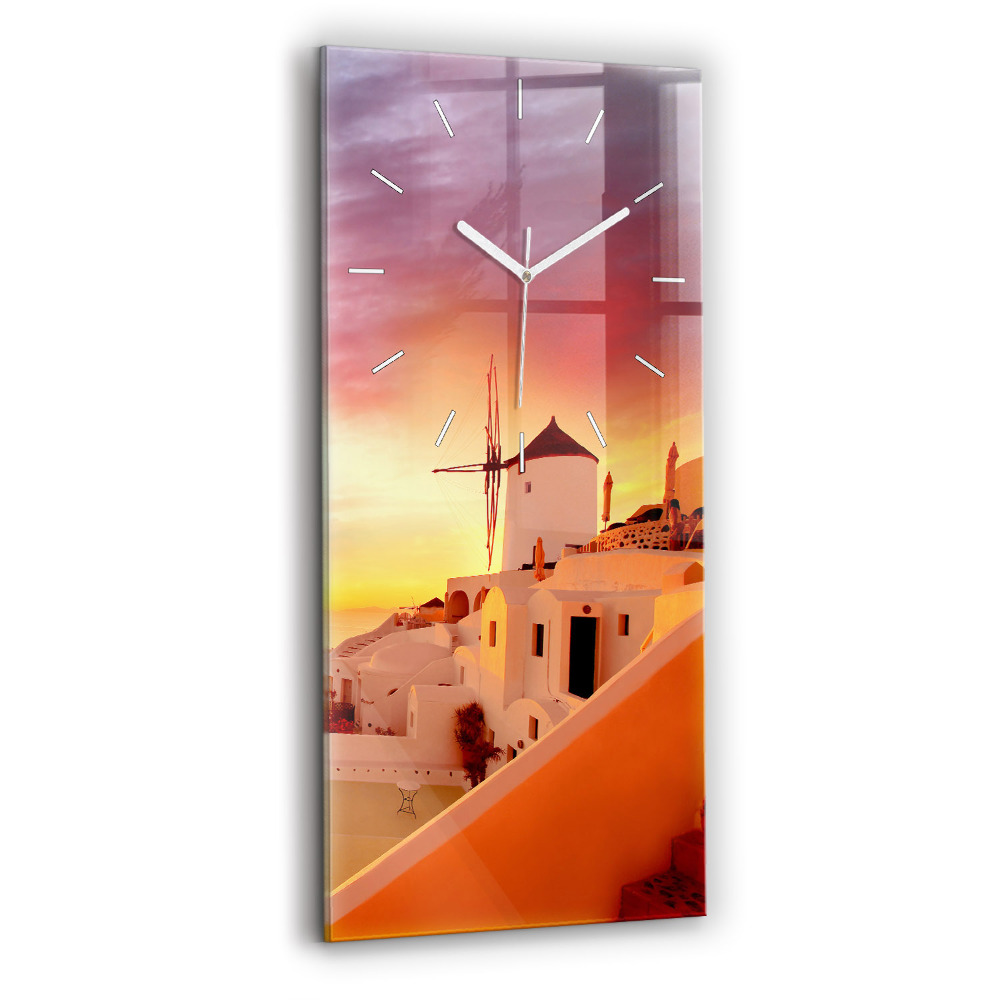 Négyszögletes üvegóra 30x60 Régi szélmalom Santoriniben
