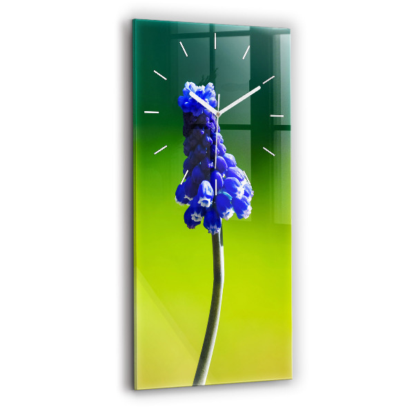 Négyszögletes üvegóra 30x60 Kék virágok