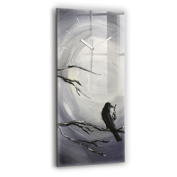 Négyszögletes fali üvegóra 30x60 Holló a holdfényben