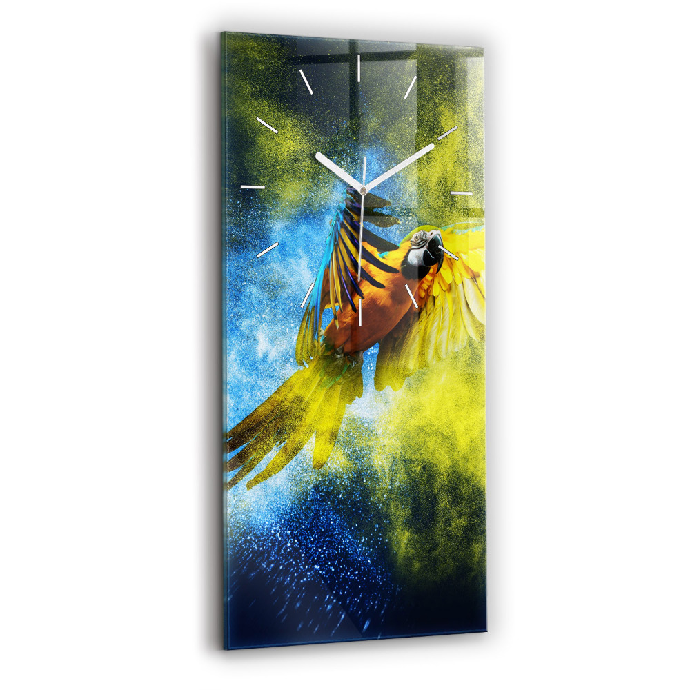 Négyszögletes üvegóra 30x60 Színes papagáj