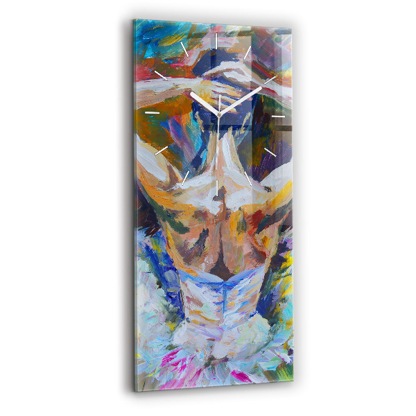 Négyszögletes fali üvegóra 30x60 Festett balerina