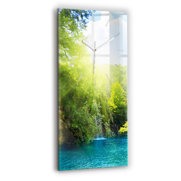 Négyszögletes fali üvegóra 30x60 Lagúna táj