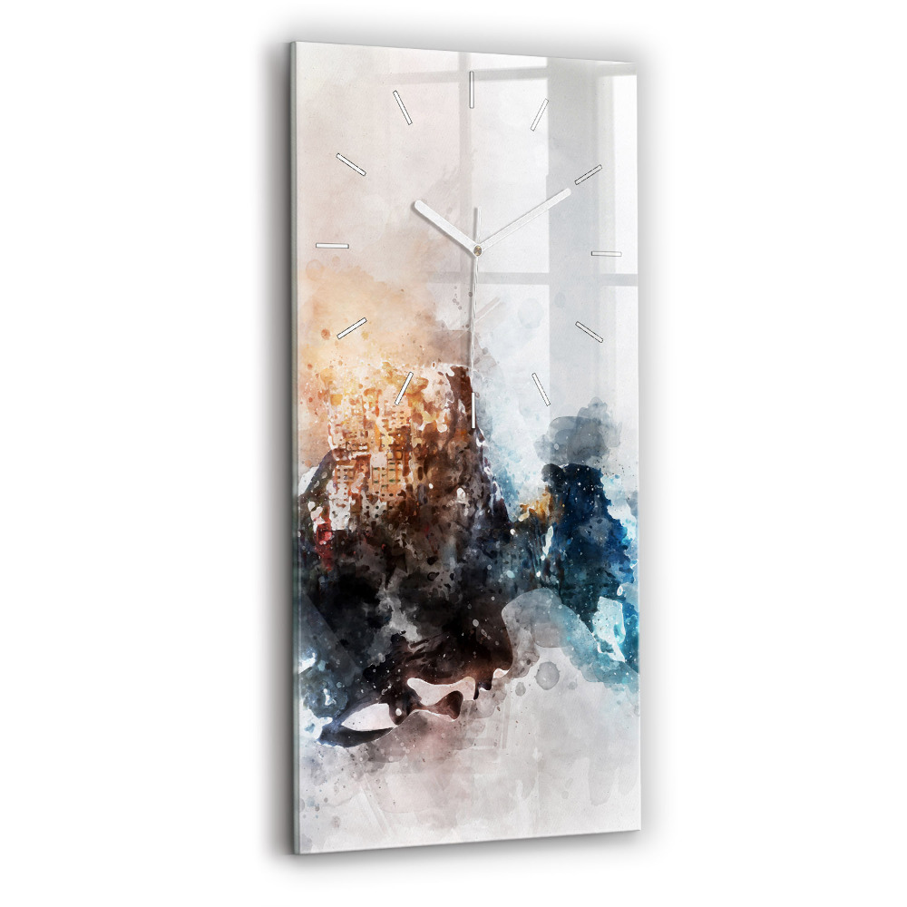 Négyszögletes üvegóra 30x60 Absztrakt arcok