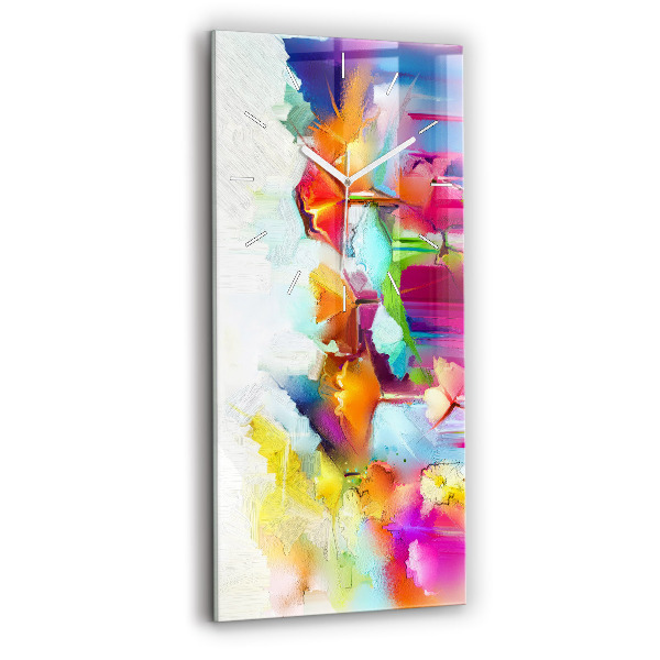 Négyszögletes üvegóra 30x60 Absztrakt virágok