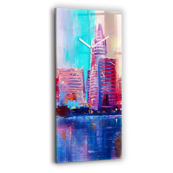 Négyszögletes üvegóra 30x60 Felhőkarcolók absztrakció