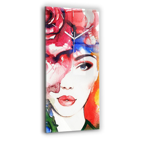 Téglalap alakú üvegóra 30x60 Színes portré egy nőről