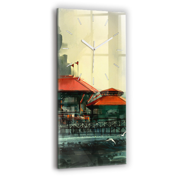 Négyszögletes fali üvegóra 30x60 Halász falu