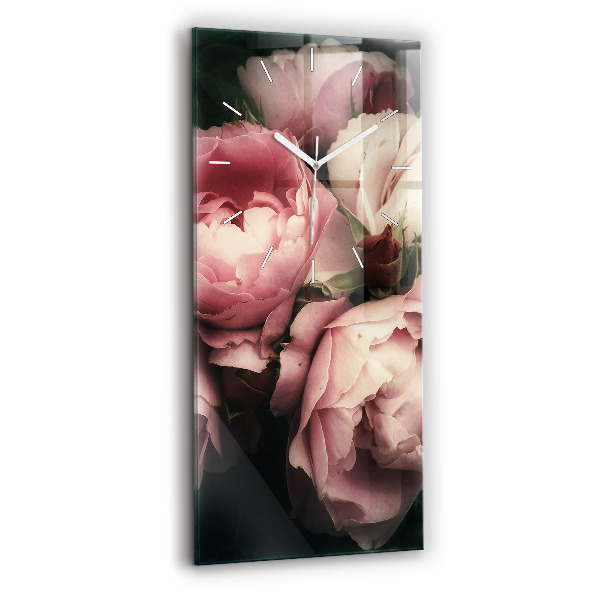 Függőleges üvegóra 30x60 Rózsaszín rózsa csokor