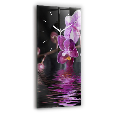 Függőleges üvegóra 30x60 Orchidea virág a vízen