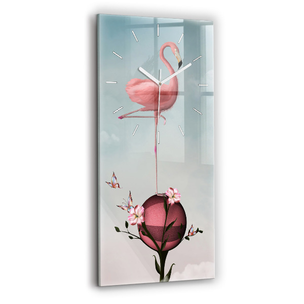 Négyszögletes fali üvegóra 30x60 Szürreális flamingó