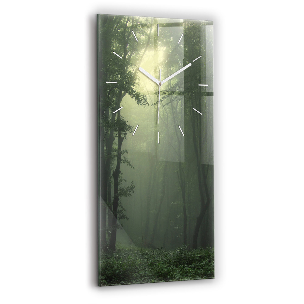 Négyszögletes üvegóra 30x60 Ködös erdő reggel