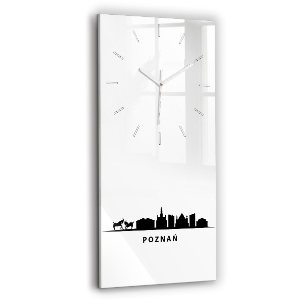 Négyszögletes fali üvegóra 30x60 Poznań panoráma grafika